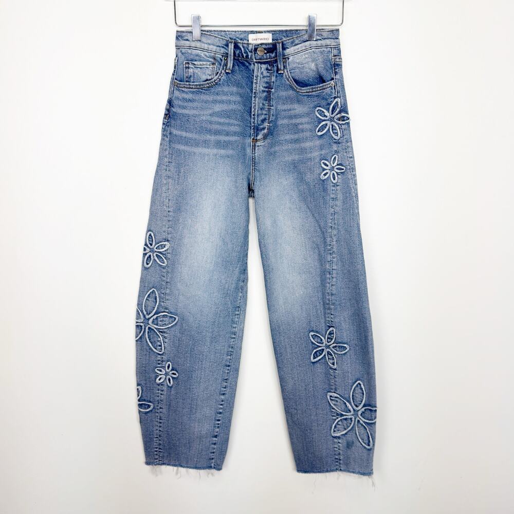 Driftwood Parker Floral Barrel Leg Jeans 24